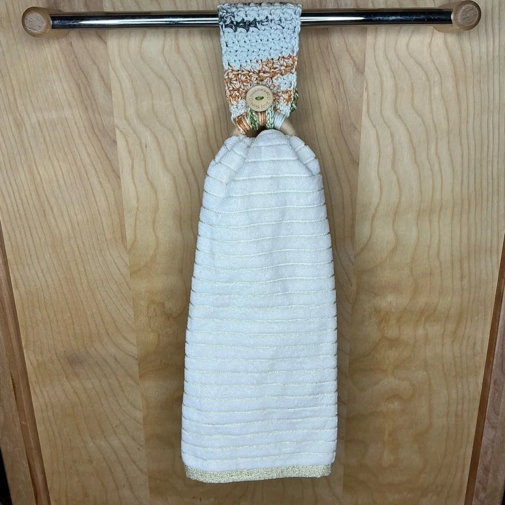 Kitchen‎ Tea Hand Towel Holder Topper Cotton Wood Handcrafted Handmade Crochet